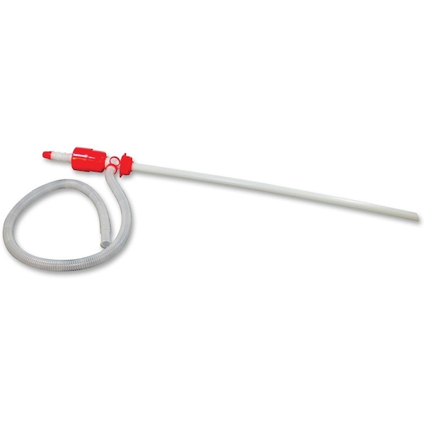 Siphon Drum Pump, Polyethylene, 3"W x 45"L, 6/CT, Red/White PK